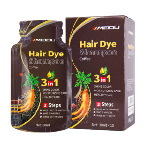 Wholesale Meidu Cosmetics Manufacturer Herbal Hair Color Brand Cream Liquid 3 in 1 Dyeing Sachet Hair Dye Shampoo 30ml