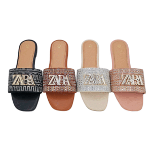 Wholesale Women Rhinestone Flat Slide Sandals Open Toe Slip On Casual Slippers